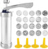 Cookies Press Cookies Press Silver Aluminum Alloy + Abs Cookies Press Maker Kit Biscuits Maker Press Machine Bakeware With 20 Cookies 4 Nozzles...