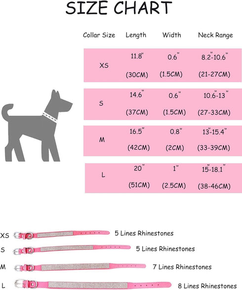 Bling Dog Collars for Small Dogs, Rhinestone Pet Collars, Pink Diamond Puppy Collar for XXS XS Small Medium Large Female Dogs Girl Cats,Black M...