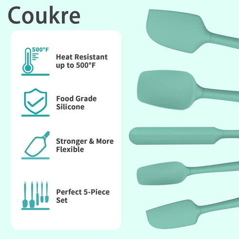 Silicone Spatula Set of 5,High Temperature Resistant, Food Grade Silicone, Dishwasher Safe, for Baking, Cooking (Pure Aqua Green)...