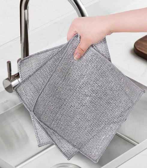 Multipurpose Wire Dishwashing Rags for Wet and Dry Use, Upgraded Diamond-Shaped Lattice Weave Multifunctional Kitchen Cleaning Supplies, Non-Scrat...