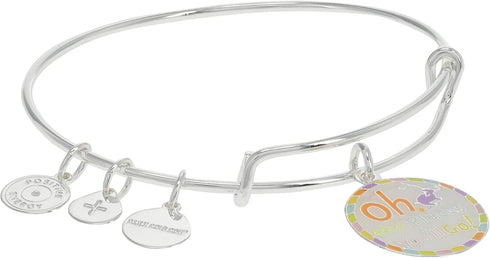 Alex and Ani Dr. Seuss™, Oh The Places You'll Go Expandable Bangle Bracelet, Shiny Silver Finish, Multi-Color Charm...