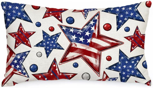 AACORS 4th of July Pillow Covers 12x20 Inch Stars Beads Decor Patriotic America USA Flag Holiday Pillow Case Independence Memorial Day Decorations...
