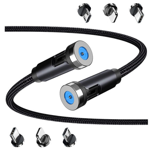 540° Rotation Magnetic Charging Cable, Magnetic Charging Tips 3in1 Short USB Cable Compatible for all Smartphone/ChargeBank/Charging Station for M...