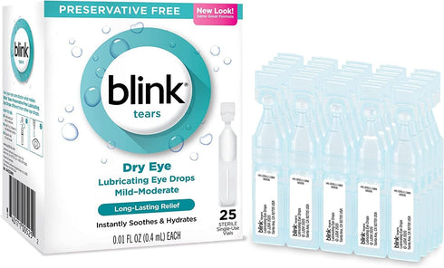 Blink Tears Lubricating Eye Drops Mild-Moderate Dry Eye .01 Fl Oz 25 Count...