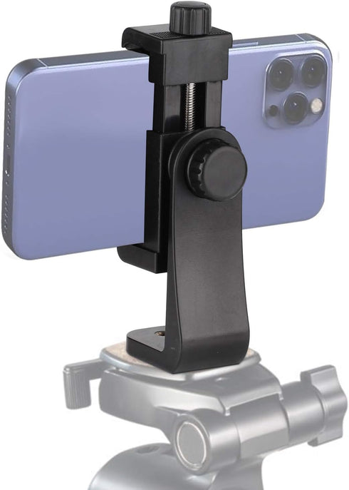 Universal Smartphone Cell Phone Mount Holder Adapter for Tripods or Stands with Standard 1/4 Inch Mount Screw, can Rotates Vertically and Horizont...