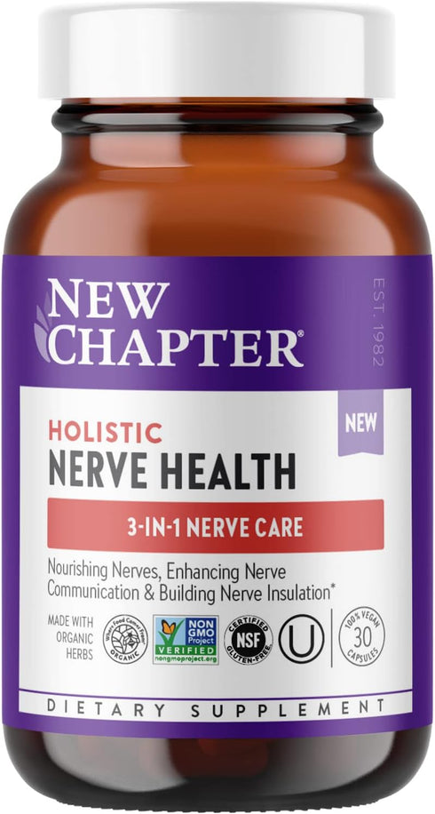 New Chapter Nerve Health Supplement for 3-in-1 Nerve Support from Head to Toe—Vitamin B1 Generates Energy for Nerves,Vitamin B6 Enhances Nerve Com...