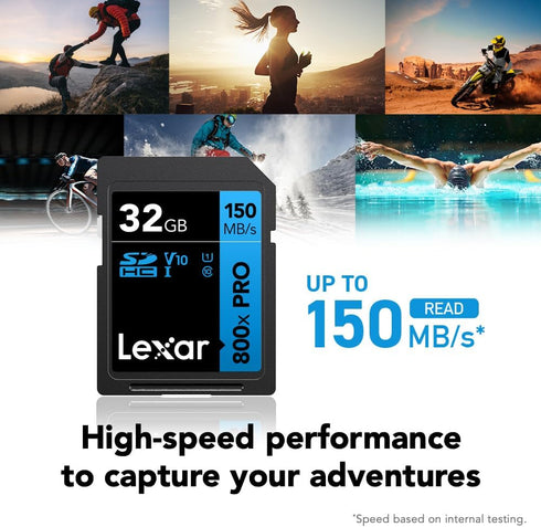 Lexar 32GB (3-Pack) High-Performance 800x PRO SDHC UHS-I Memory Card, C10, U1, V10, 4K UHD Video, Up to 150MB/s Read, for Point-and-Shoot & Mid-Ra...