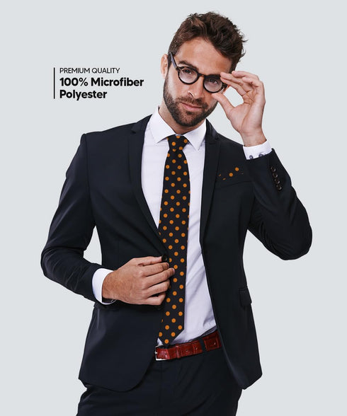 Vittorio Farina Premium Satin Polka Dot Necktie & Pocket Square Set for Men - Matching Men's Tie Set...