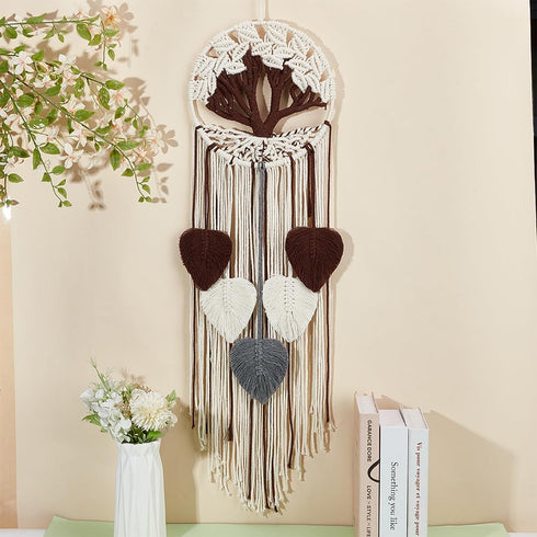 FREEBLOSS Tree of Life DIY Macrame Kit Leaves Macrame Tapestry Macrame Wall Hanging with Video Tutorials Macrame Wall Hanging Supplies Macrame Wal...