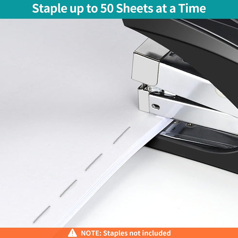 Stapler for Desk, 50 Sheet Effortless Stapler, Desktop Stapler Staple with One Finger, Portable Handheld Ergonomic Stapler Heavy Duty, Built-in St...
