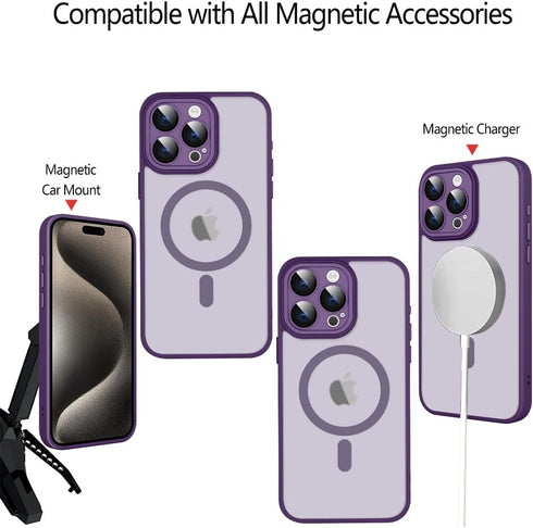 Fiyart Designed for iPhone 15 Pro Max Case Matte Design Compatible with MagSafe Wireless Charging,Cute Anti-Scratch Translucent Phone Cover for Wo...