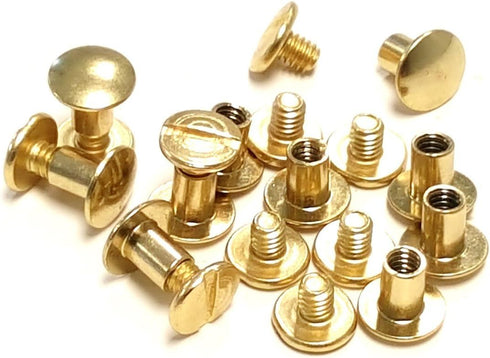 10 Pack of 1/4" Solid Brass Chicago Screw Fasteners...