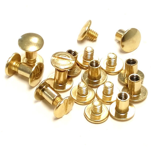 10 Pack 1/2" Solid Brass Gold Chicago Screws Leather Repair Screw Post Fastener...