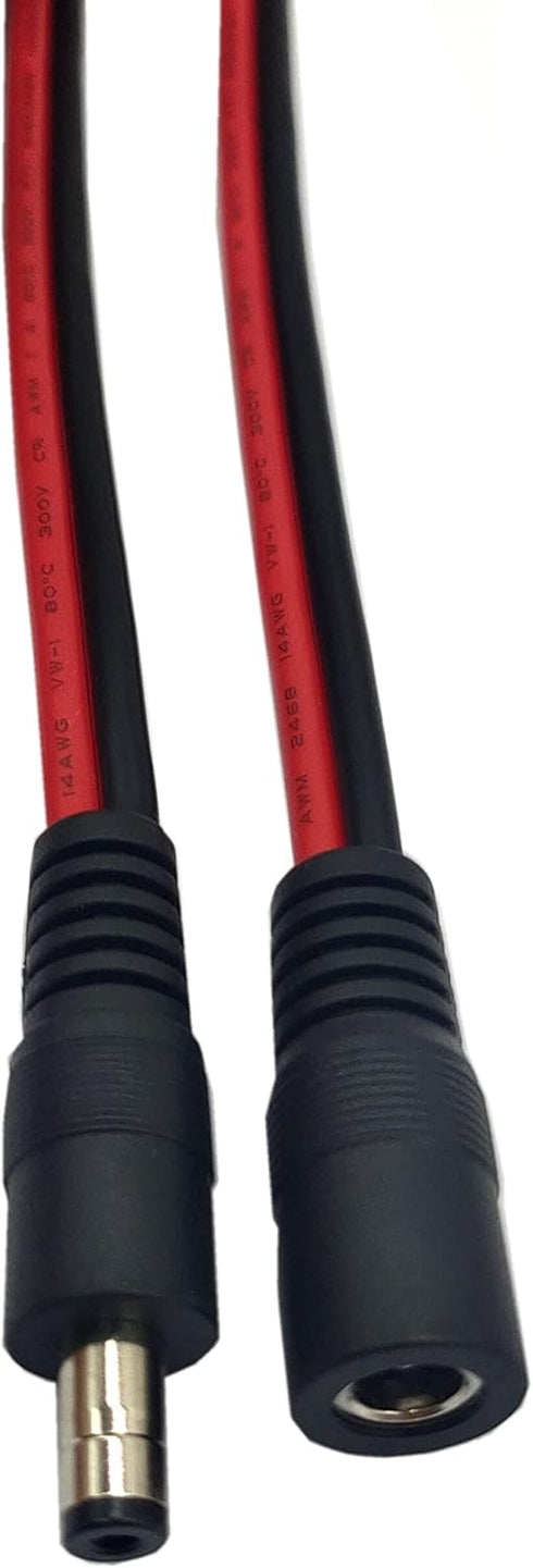 Halokny DC Power Pigtails Cable, 1 Pairs 14AWG DC5.5x2.1mm 12V 5A Male & Female Connectors Power Single Ended Extension Cable for CCTV Security Ca...