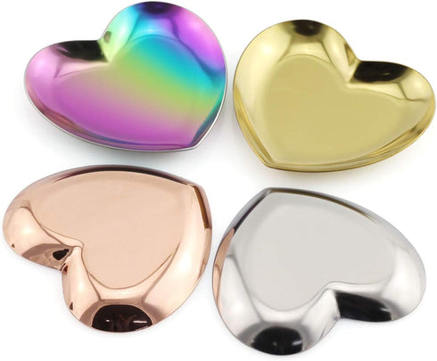1 Piece Rose Gold Luxurious Metal Storage Tray Heart Shaped Jewelry Display Tray Home Decoration Serving Plate Craft For Table Organizer...