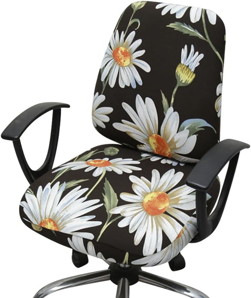 Office Chair Cover Stretchable Computer Desk Chair Seat Covers Anti-Dust Universal Split 2 Piece Rotating Swivel Chair Slipcover Protector (Wild D...