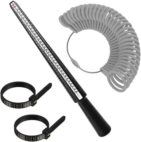 Ring Sizer Measuring Tool, Accmor Ring Size Measurement Making Kit, Plastic Jewelry Ring Mandrel & Ring Sizer Guage and Finger Sizing Belt, Four S...