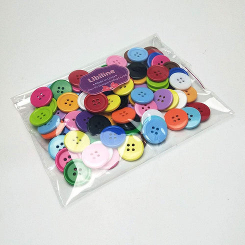 Libiline 100pcs Resin Button Solid Color 4Holes Craft Clothe Sewing Card Making Sweater Shirt (Multi-Color, 11/16"(17mm))...