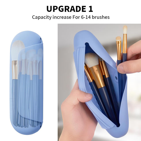 Silicone Makeup Brush Holder Travel Cosmetic Bag?Soft Portable Cosmetic Face Brushes Holder with Upgrade Anti-Fall Out Magnetic Closure, Large Tra...