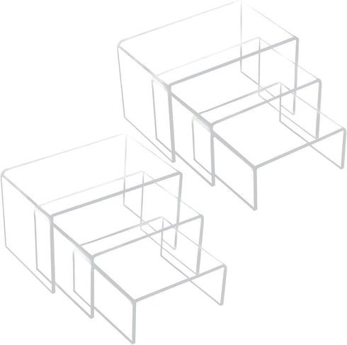 ANDGOO Display Risers, 6 Pcs(3”L~4”L~5”L) Acrylic Risers Clear Rectangular Stands Collectibles Display Shelf for Decor, Funko Pop and Cake Display...