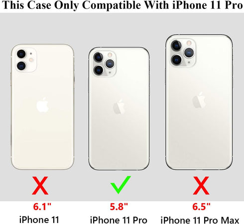 Vofolen Case for iPhone 11 Pro Case Wallet Credit Card Holder Slot Sliding Door Hidden Pocket Anti-Scratch Dual Layer Hybrid Protective Hard Shell...