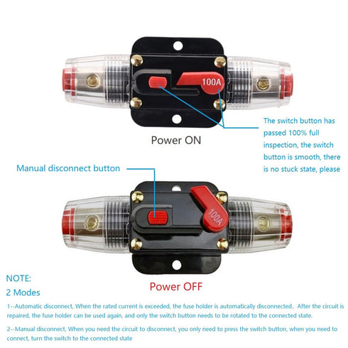 STETION Car Audio 100 Amp Resettable Fuse Circuit Breaker Car Protect for Audio System Fuse 12-24V DC for Car Audio Amps Overload Protection Fuse ...