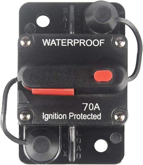 70 Amp Circuit Breaker with Manual Reset 12V-36V DC Waterproof Surface Mount for Car Audio Rv Marine Boat Truck Trolling Motors, 30-300A Car Speak...