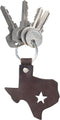 Hide & Drink, Thick Leather Texas State Key Chain/Texas Souvenir/Texas State Map With Star, Handmade :: Bourbon Brown...