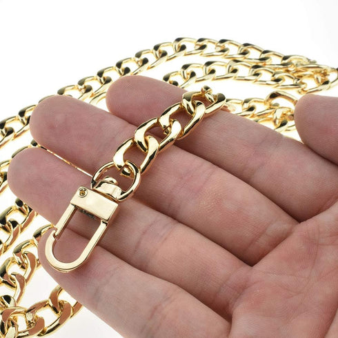 HAHIYO Purse Chain Strap 43.3' Gold for Shoulder Cross Body Sling Purse Handbag Clutch Bag Replacement Comfortable Flat 0.4' Wide Enough 2.4mm Ext...