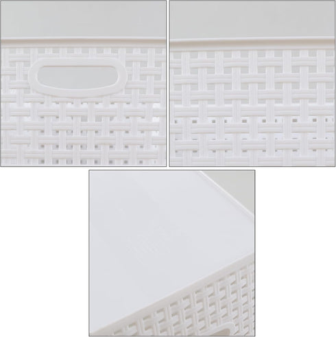 Plastic 8 L Storage Baskets, Medium Kitchen Baskets, White, 4 Packs...