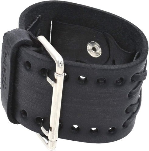 Nemesis DXB-K 24mm Lug Width Wide Cris Cross Distressed Brown Leather Cuff Wrist Watch Band...
