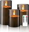Set of 3 Flameless Candles Battery Operated LED Flickering Electric Candles with Realistic 3D Buld and Remote Control Timer for Wedding Birthday H...