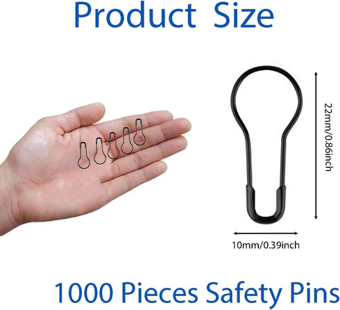 1000Pcs Black Safety Pins 0.8" Metal Bulb Pins Gourd Pin Clothing Tag Pins Calabash Pin for DIY Craft, Home Accessories...