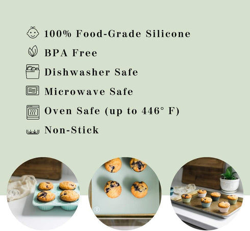 The Silicone Kitchen Reusable Silicone Baking Cup, Non-Toxic, BPA Free, Dishwasher Safe Jumbo, Pack of 12, Matte Black...