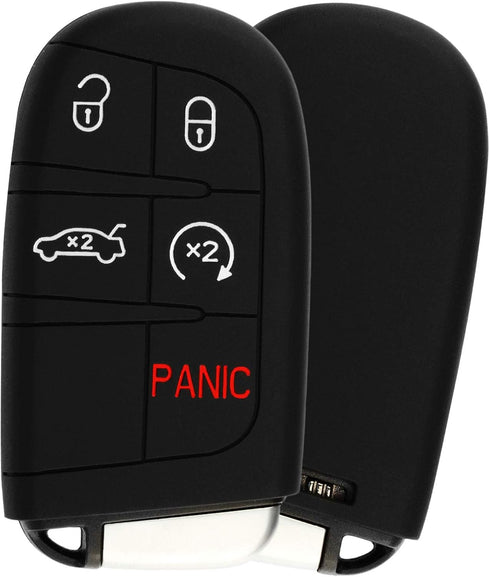 KeyGuardz Keyless Entry Remote Start Car Smart Key Fob Outer Shell Cover Soft Rubber Protective Case For Jeep Dodge M3N-40821302 (Pack of 2)...