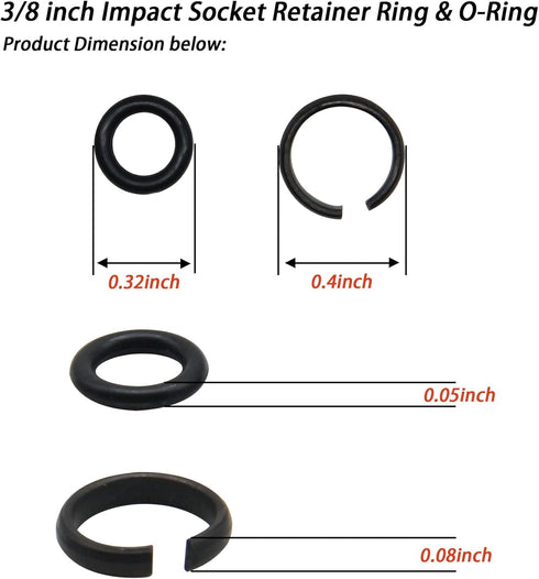 20 Sets 3/8" Impact Wrench Retaining Rings with O-ring, Compatible With Electric Wrench/Pneumatic Wrench...