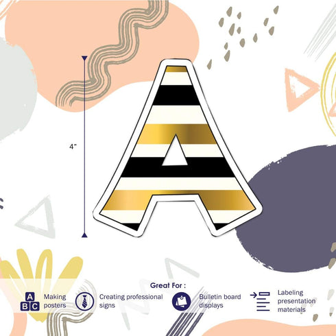 Barker Creek Letter Pop-Outs, 4" Gold, Multicolor Designer Letters for Bulletin Boards, Breakrooms, Reception Areas, Signs, Displays, and More! 4"...