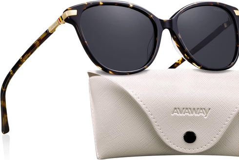 AVAWAY Cat Eye Polarized Sunglasses for Women - Stylish Acetate Frame UV400 Protection for Driving Travel Summer Outings...