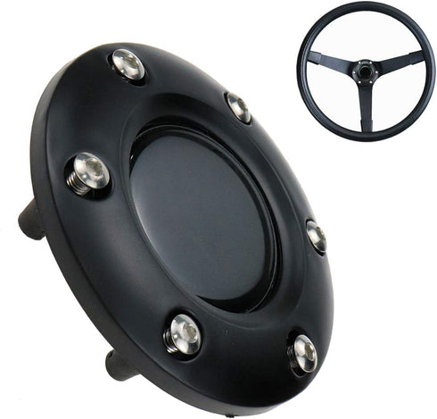 Universal Fit Black Plastic Cover 6-Bolts Steering Wheel Horn Button for Auto Car, 85mm Diameter...