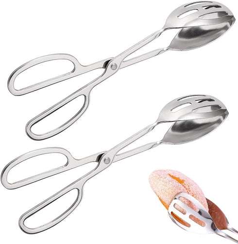 2 Pieces Buffet Salad Tongs for Kitchen Serving and Cooking, Stainless Steel Food Scissor Tongs, Catering Utensil for Bread Cake Bake Steak Barbec...