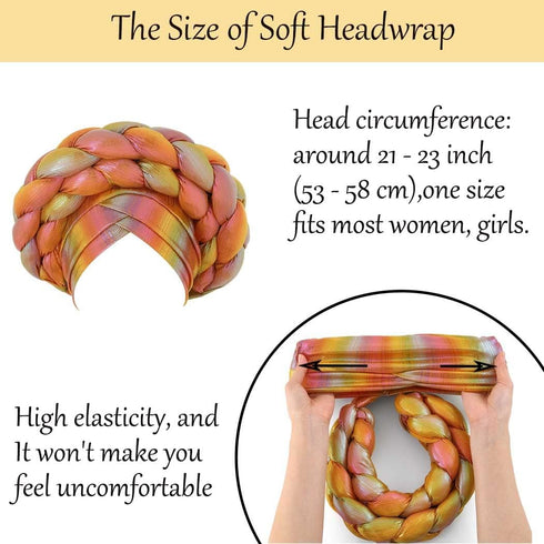 Woeoe Beanie Cap Head Wrap Double Braid Pre-Tied Head Scarf Twisted Stretchy African Head Turban for Women and Girls...
