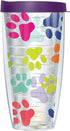 Colorful Paw Prints Wrap on Clear w/Eggplant Purple Lid Tumbler Cup 22 Oz | Fantastic Temperature Retention, Thermal Insulated! Dishwasher and Mic...