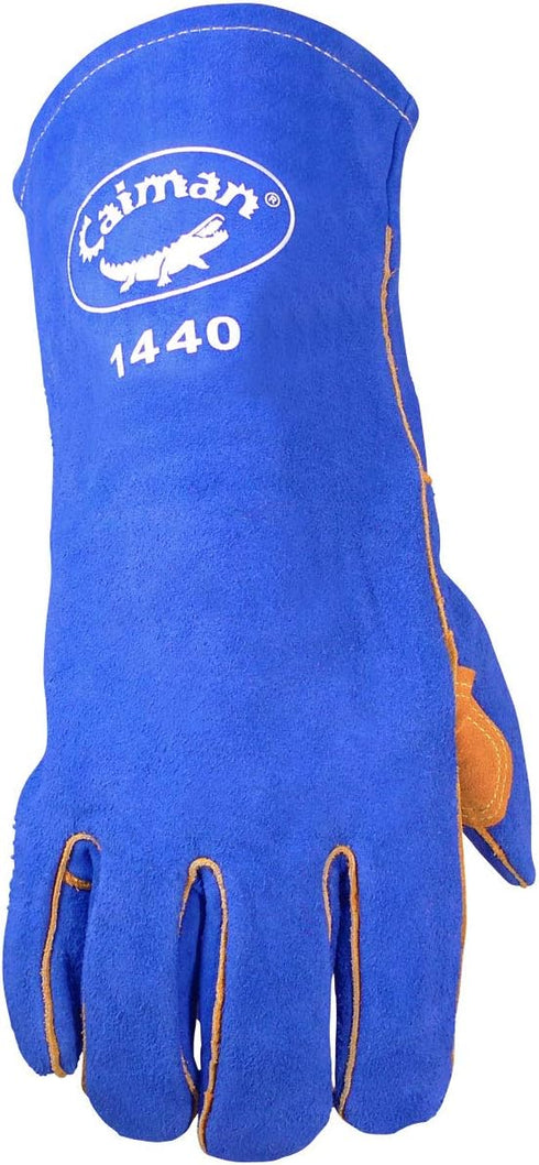 Caiman Premium Split Cowhide Leather Welding Gloves, Aerofoam Lining, DuPont Kevlar Stitching, Blue, Large (1440)...