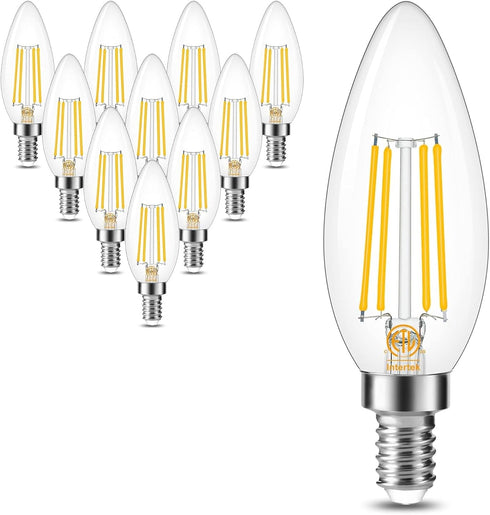 Cotanic E12 LED Bulb Dimmable 3000K Soft White, LED Candelabra Bulbs 60Watt Equivalent, Small Base Type B Light Bulbs, Candle Shape Chandelier Lig...