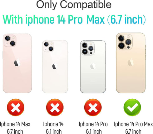 iPhone 14 Pro Max Case with Kickstand, Red-B, Dual Layer TPU/PC Protection, 360°Rotating Ring Stand, Waterproof, Compatible with Car Magnetic Moun...