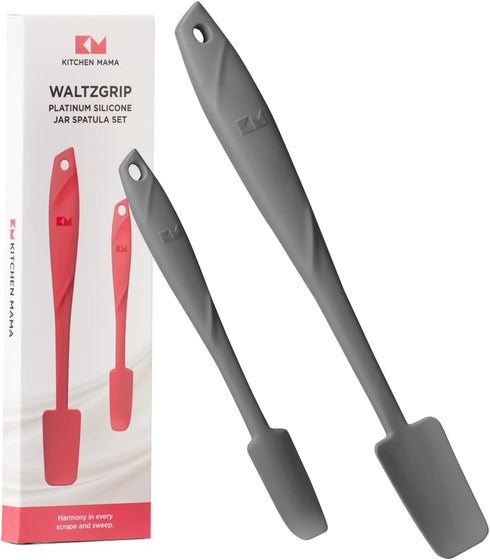 Kitchen Mama Silicone Jar & Can Spatula Set: Heat-Resistant, Dishwasher Safe, Ergonomic Grip, Perfect for Mixing, Scraping, Scooping, and Spreadin...