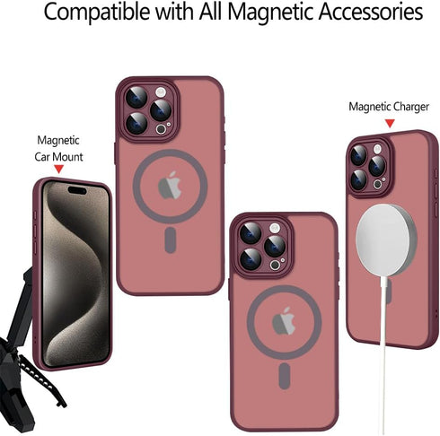 Fiyart Designed for iPhone 15 Pro Max Case Matte Design Compatible with MagSafe Wireless Charging,Cute Anti-Scratch Translucent Phone Cover for Wo...