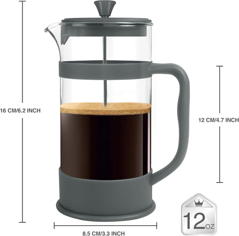 Utopia Kitchen 12 Ounce 0.35 Liter French Press Coffee Maker, Tea Maker, Travel Coffee Presses, Heat Resistant Thickened Borosilicate Coffee Pot f...
