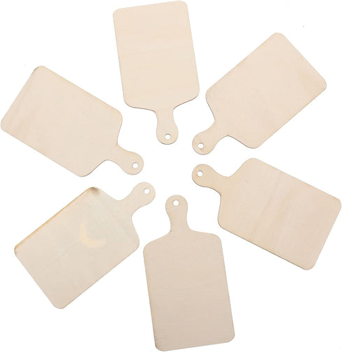 Operitacx 6Pcs Mini Wooden Cutting Board Craft with Handle Wooden Chopping Board Small Serving Board Rustic Paddle Kitchen Board Cooking Butcher B...