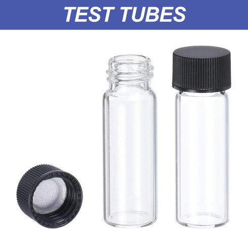 PATIKIL 4ml Clear Glass Vials, 25 Pack Sample Vials with Screw Cap Reagent Media Bottle with Labels Leak-Proof Liquid Sample Glass Vial for Lab La...